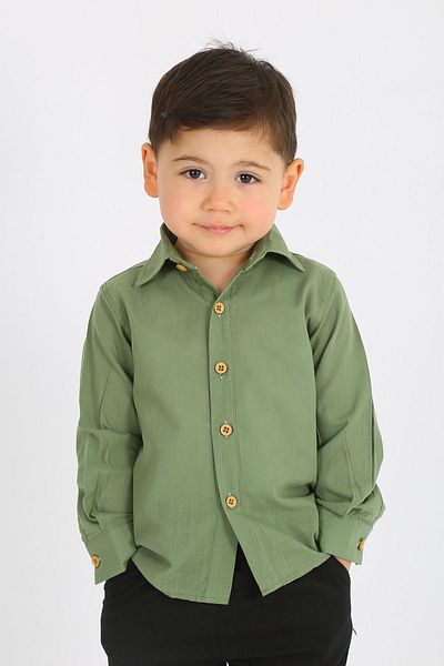 SAMSA Boy's Shirt Linen 100% Cotton