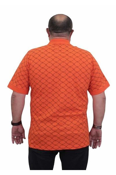 Starbattal Large Size Men's Polo Collar T-Shirt - Square 24452 ORANGE