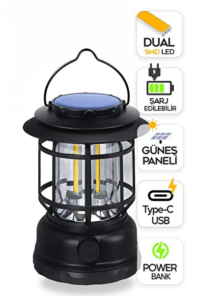 Genel Markalar Güneş Enerjili Ayarlanabilir Kamp Feneri Solar Nostaljik Lamba...