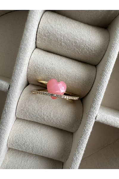 ringbox Colorful Pink Cross Heart Ring