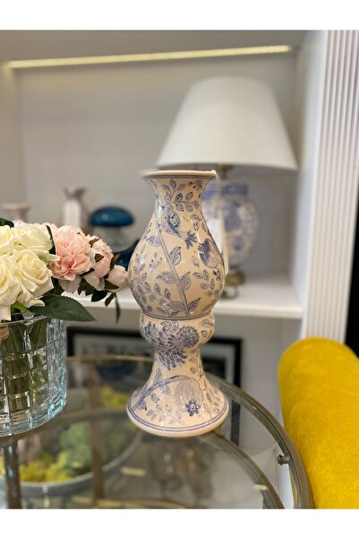 Dekordan House Bleu Blanc Bird Desen Şamdan  (31x14cm)