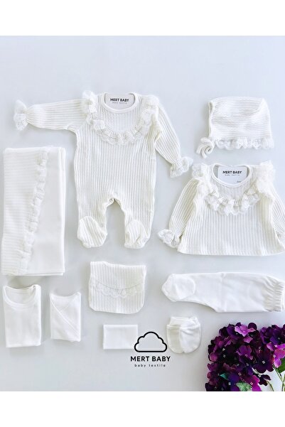 Mert Baby Sophie 10'lu Organik Hastane Çıkış Seti %100 Pamuk Yenidoğan Kız Bebek