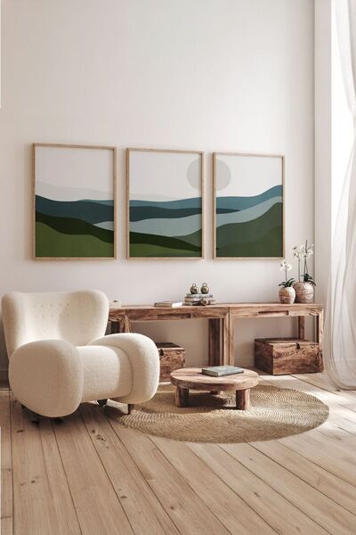 Artavessa 3 Piece 3D Poster Painting Set with Real Wood Frame