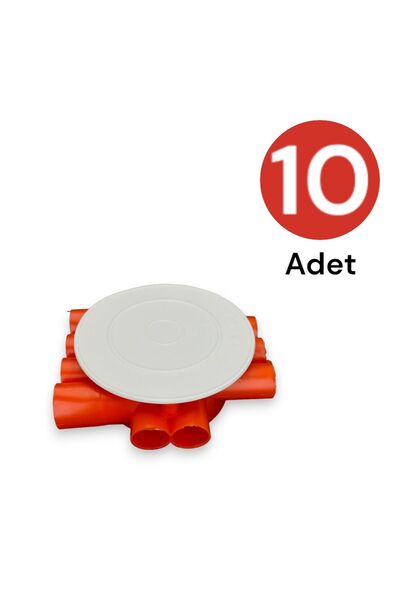 Tek-İş Buat Norm Kasa Kapaklı Sıva Altı Kablo Dağıtıcı Plastik Turuncu 10 Adet