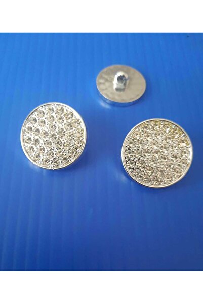 İMREN AKSESUAR زر حجر كريستال معدني رمادي - 2.5 سم، عبوة واحدة 4 قطع