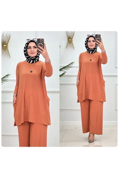 MODAMÜNASİP Υπέροχο σετ παντελονιού με λεπτομέρεια τσέπης Sandy Almina