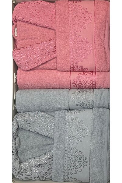 Çalışkan Çeyiz Evi طقم رداء حمام عائلي مكون من 6 قطع - 100% قطن - طقم رداء حم...