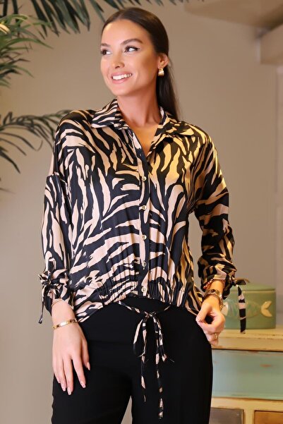 AYHAN Leopard Patterned Long Sleeve Women's Shirt - 50630