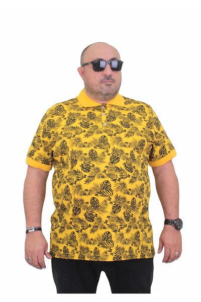 Starbattal Ανδρικό μπλουζάκι με γιακά πόλο - Plus Size, Hawaii 24455 YELLOW