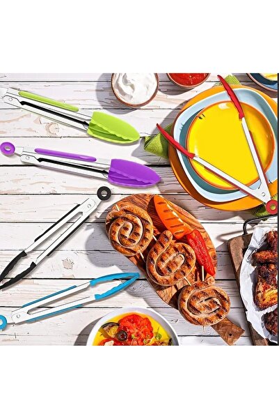 Ekostem Silicone Tip Metal Frying Tongs - Locking System