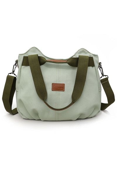 Cappadocia Vintage 3212 Demeter Women's Mint Green Mint Shoulder Hand Daily Tote 100% Cotton Canvas Crossbody Bag with Pocket