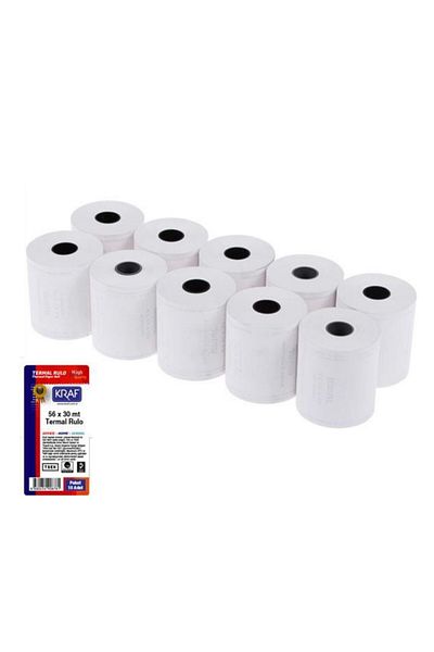 KRAF 10 Pack (100 Pieces) 56X30 Roll Cash Register Pos Paper