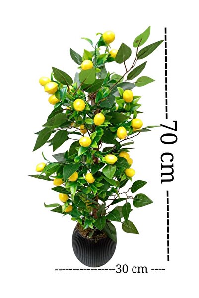 Cennet Home Limon Ağacı 70 cm Antrasit saksıda yoğun yapraklı yapay ağaç