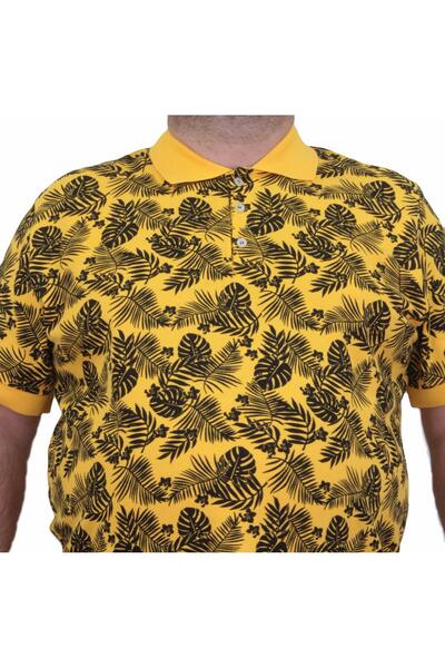 Starbattal Polo Neck Men's T-Shirt - Large Size, Hawaii 24455 YELLOW