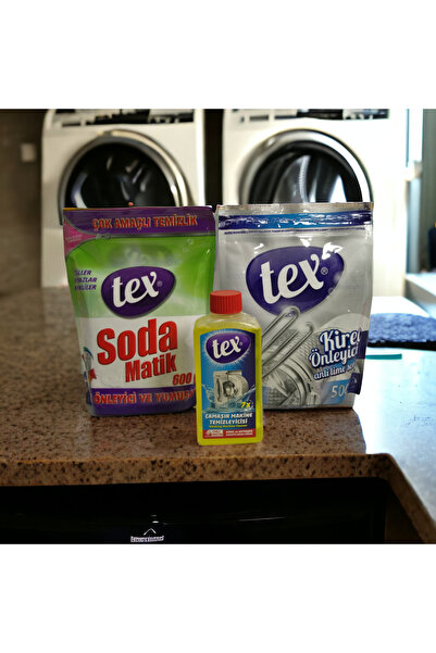 Tex SODA MATİK 600GR, TEX KİREÇ ÖNLEYİCİ 500GR, TEX ÇAMAŞIR MAKİNE TEMİZLEYİCİSİ 120ML