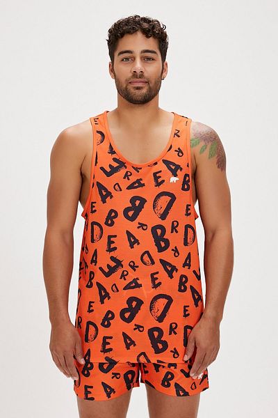 Bad Bear Orange Men's Athlete - BLING TANK-TOP