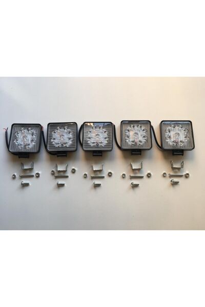 led lamba Led Projektör Off Road Çalışma Sis Lambası Kare 12/24v Ledli 5'li Set