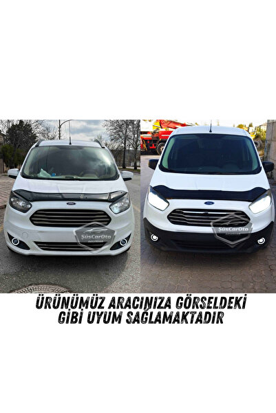 ŞüsCarOto Aksesuar Ford Courier 2014-2023 Uyumlu Mercekli Angel Sis Farı Metal 76 mm Sarı Halkalı Gündüz Farı 2 Adet
