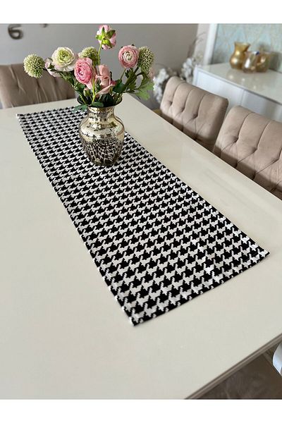 Ayd Home 40-140cm Dreptunghiular Cu Motiv Houndstooth Runner - Decorare Masa, Anul Nou