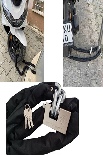 PADRİ motorsiklet 3 metre 10 mm  Çelik Zincirli Koruma Kılıflı Kilitli Motosi...