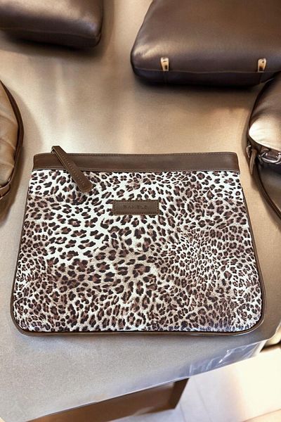 BAHELS Γυναικεία τσάντα Clutch & Clutch Καφέ Leopard Ειδικού Σχεδιασμού