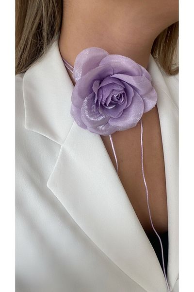 Âlâ Atelier Silk Tulle Lace-Up Flower Choker and Rose Necklace