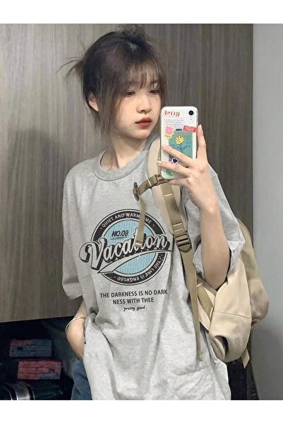 over head oh Siva Oversize kroj T-shirt - Ženski odmor br. 09 Štampano