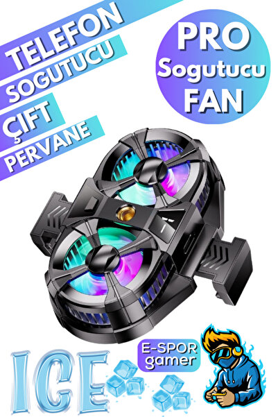 Genel Markalar Telefon Soğutucu Fan Çift Pervaneli 3 kademeli Işıklı Gösterge...