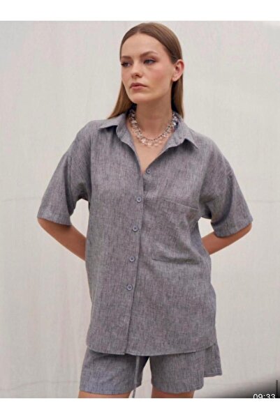POİSE Linen Shirt and Shorts Two Piece Set