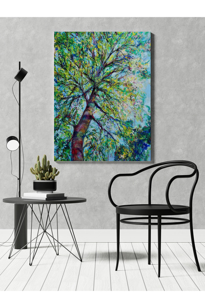 RUGSMODERN Kanvas Tablo Yeşil Ağaç Doğa Renkli Temalı Modern Tablo