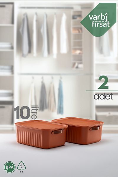 Varbifırsat Boxify Tile 10 Lt - 2 Organizer Box with Lid, Decorative Storage Organizer