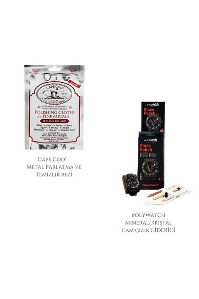 CAPE COD مجموعة العناية بالساعة - قماش تلميع CapeCod ومزيل الخدوش الزجاجي المعدني/الياقوت