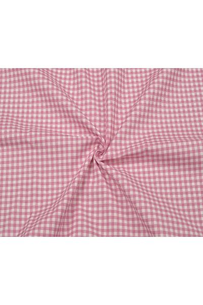 perlina home Short Kitchen Curtain Small Checked Pink