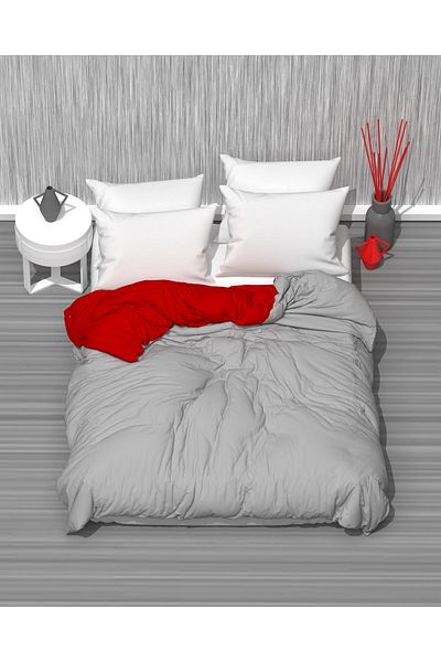 MODELHOME Double Two Color (RED-GREY) Cotton Ranforce Fabric Duvet Cover, Duvet Cover (200 X 230 CM)