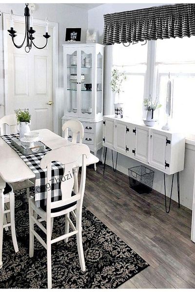 perlina home Short Kitchen Curtain Large Checked Black