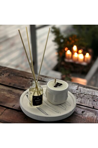MissTulinaKozmetik Yasemin Oda Kokusu Ve Mum Seti Yuvarlak Stant Hediye