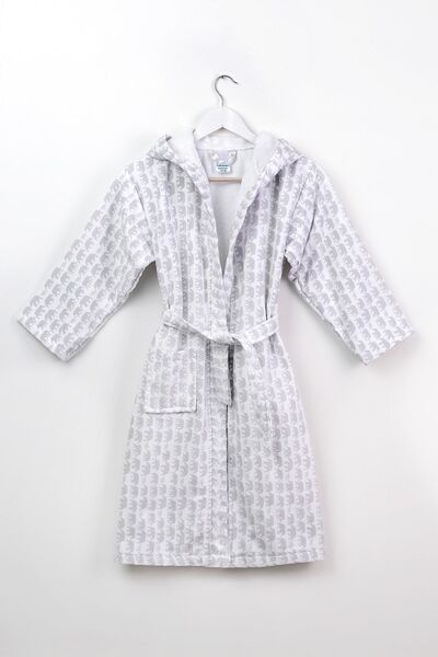 MODELHOME 100% Cotton Patterned Baby/Child Bathrobe or Dressing Gown Made of Hooded Muslin Fabric