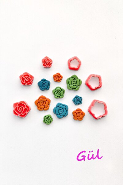 WE3D Gül Polimer Kil Seramik Hamuru Kalıp Seti 1,5 - 2 - 2,5cm