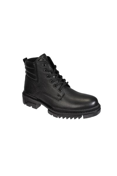 Kinetix Men's Black Genuine Leather Lace-up Zippered Cold Resistant Winter Boots