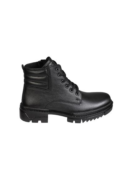 Kinetix Men's Black Genuine Leather Lace-up Zippered Cold Resistant Winter Boots