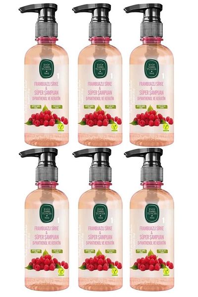 Eyüp Sabri Tuncer Raspberry Vinegar Super Shampoo - Raspberry Vinegar 100ml x 6 Pieces
