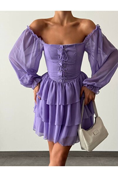 Sevenday Mini rochie din șifon cu ochiuri