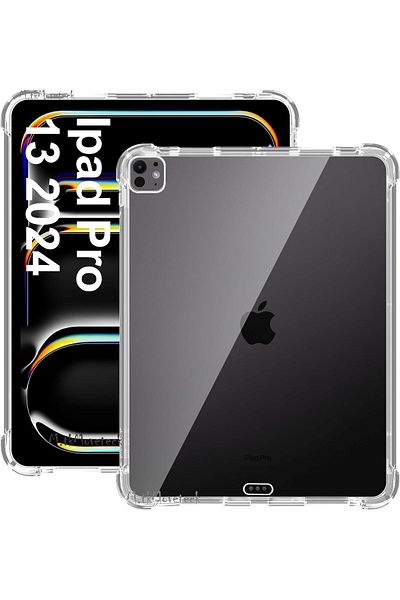m.tk moveteck 2024 Compatible iPad Pro 13" Silicone Case - Transparent Corner, Shockproof, Back Protection M4
