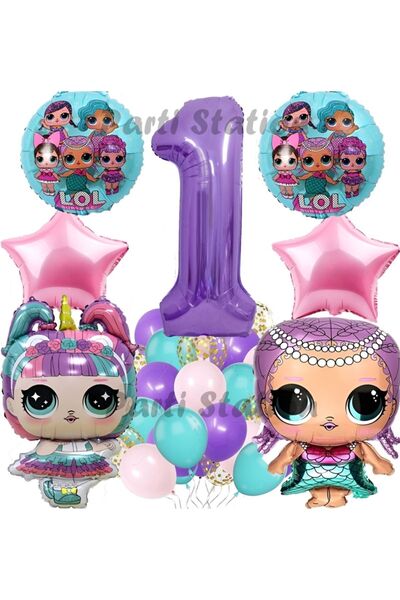 Parti Station مجموعة بالونات للأطفال بعمر سنة واحدة من Unicorn LOL - أرقام أر...