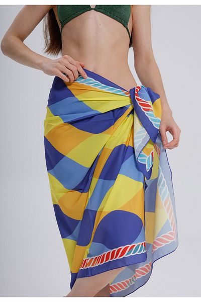 nehir eşarp Wave Pattern Colorful Pareo - 95x145 Does Not Show