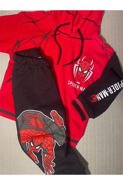 BOLKANKİDS boy spider man hooded bottom top suit