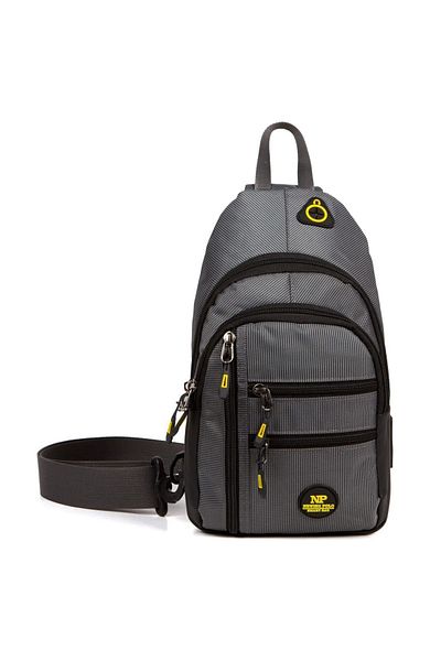 tuldar Unisex γκρι τσάντα ακουστικών USB με φερμουάρ - Μεταφορά μέσης, στήθους και ώμου (19X29CM)