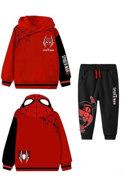 BOLKANKİDS boy spider man hooded bottom top suit