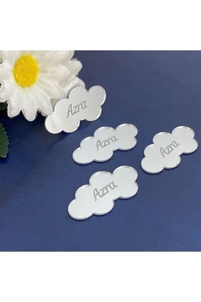 Bebek Çikolatası موديل سحابة - هدية طفل بلاكسي لاصق فضي اللون - 50 قطعة