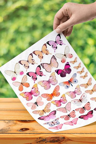 Atölye7Tasarım Butterfly Patterned Edible Food Printed Paper - 112253